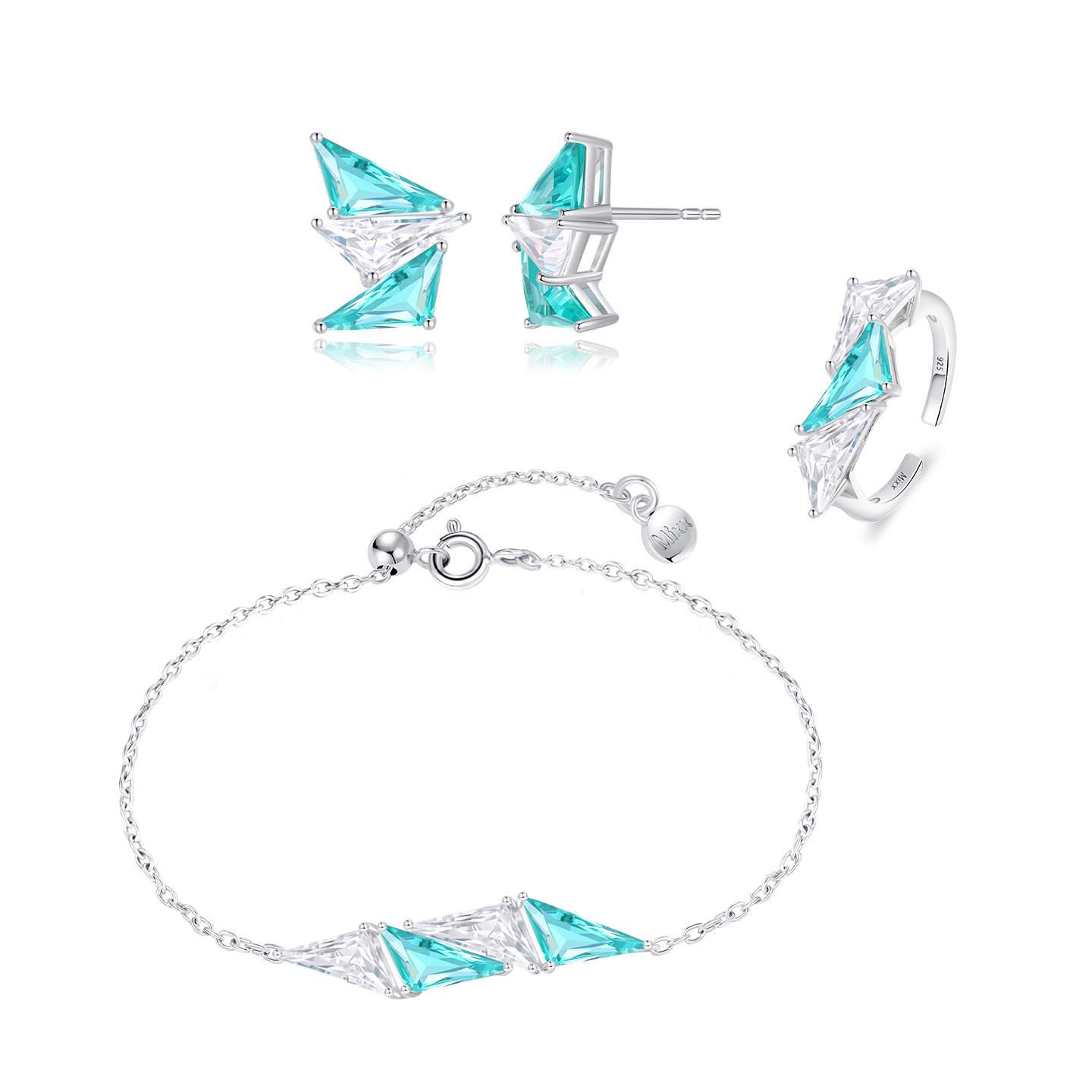 Mixx靡诗2025秋季新品925银双映绿锁骨项链