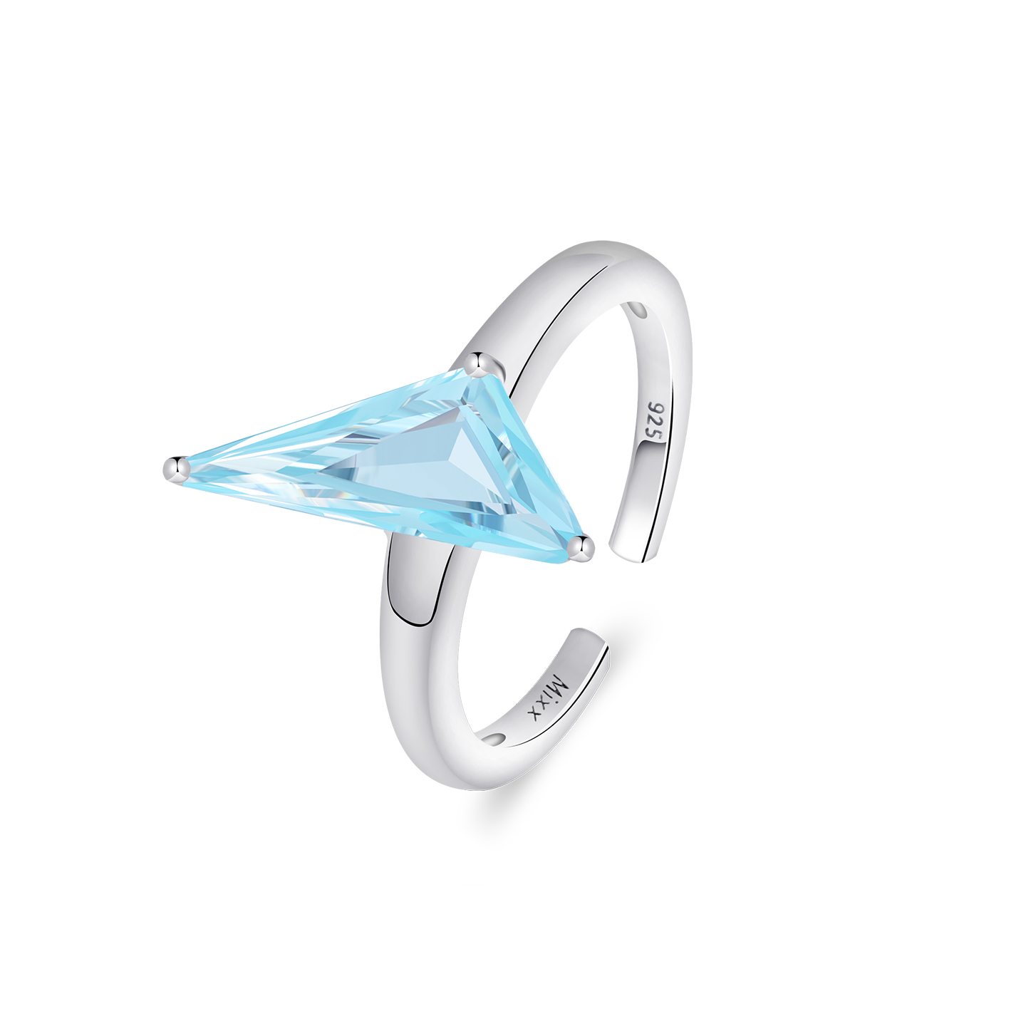Mixx靡诗2025秋季新品925银双映蓝开口戒指