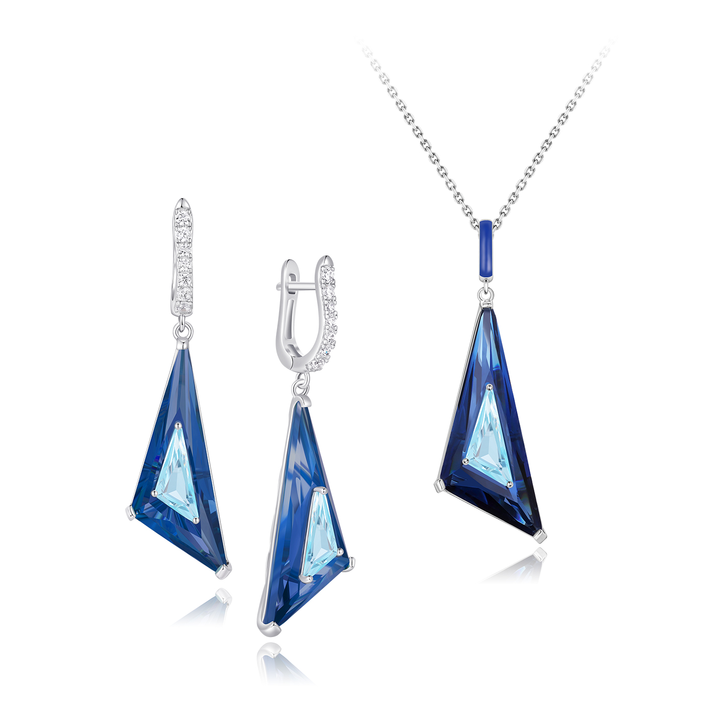 Mixx靡诗2025秋季新品925银双映蓝耳环项链套装高级感