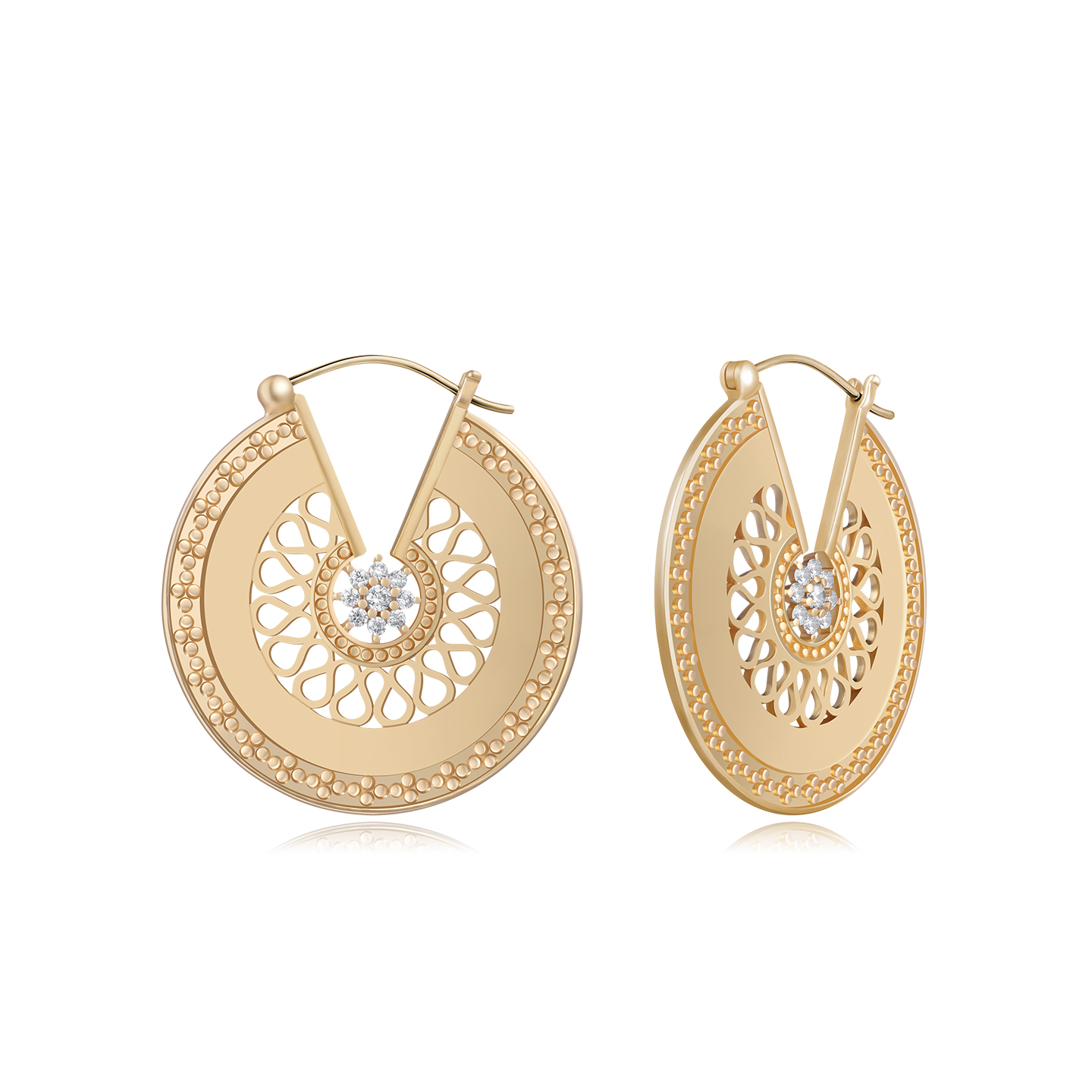 Mixx靡诗秋冬新品繁花金色耳圈耳环轻奢高级感耳针S925银