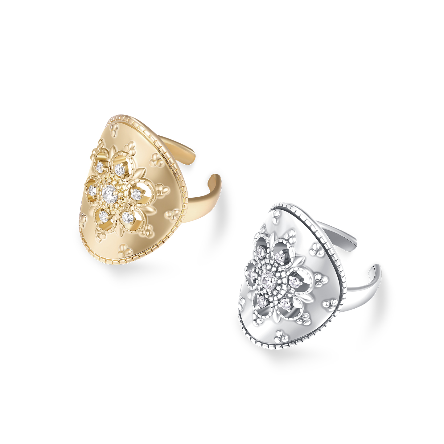 Mixx靡诗秋冬新品繁花戒指开口戒轻奢高级感